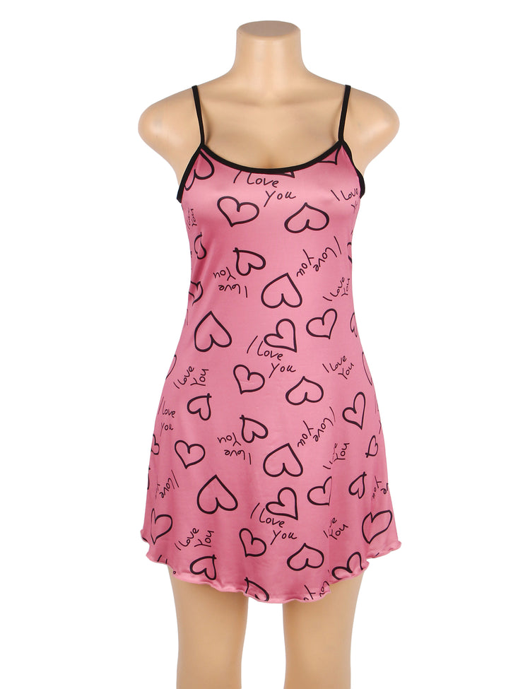 Pyjama à bretelles à imprimé rose
