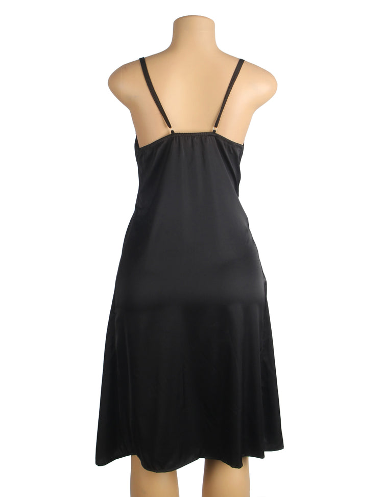 Chemise de nuit sexy à bretelles, dos nu et fendue