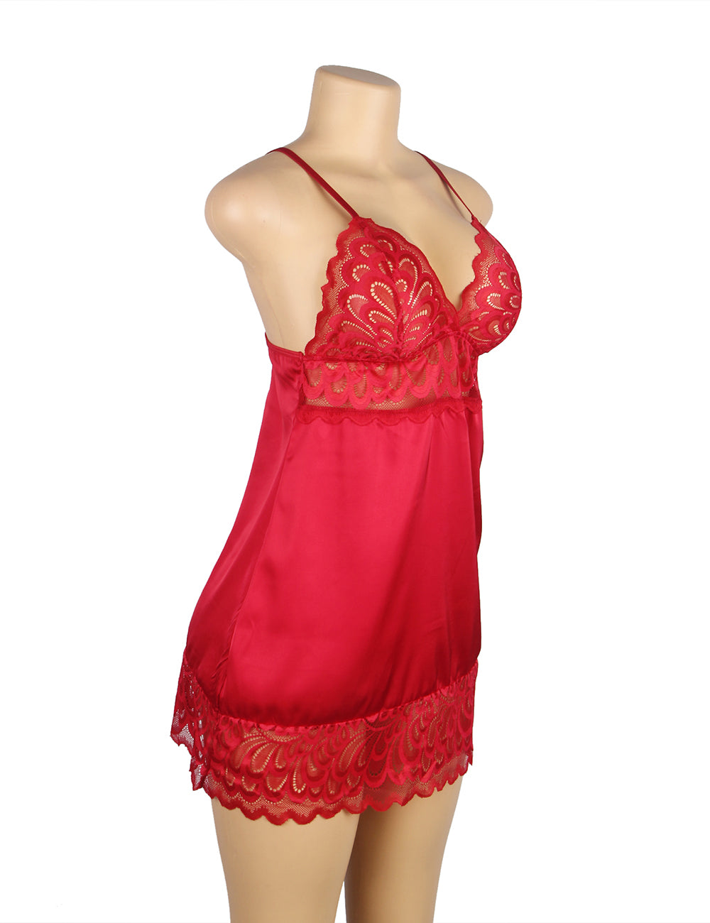 Nuisette florale en dentelle rouge avec crochet et œil au dos