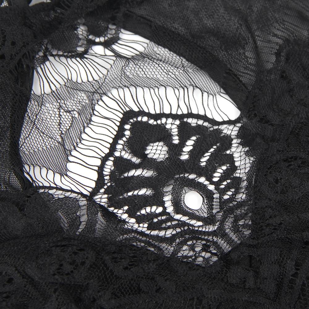 Body sexy sans manches en maille de dentelle à cils ouvrable à l'entrejambe