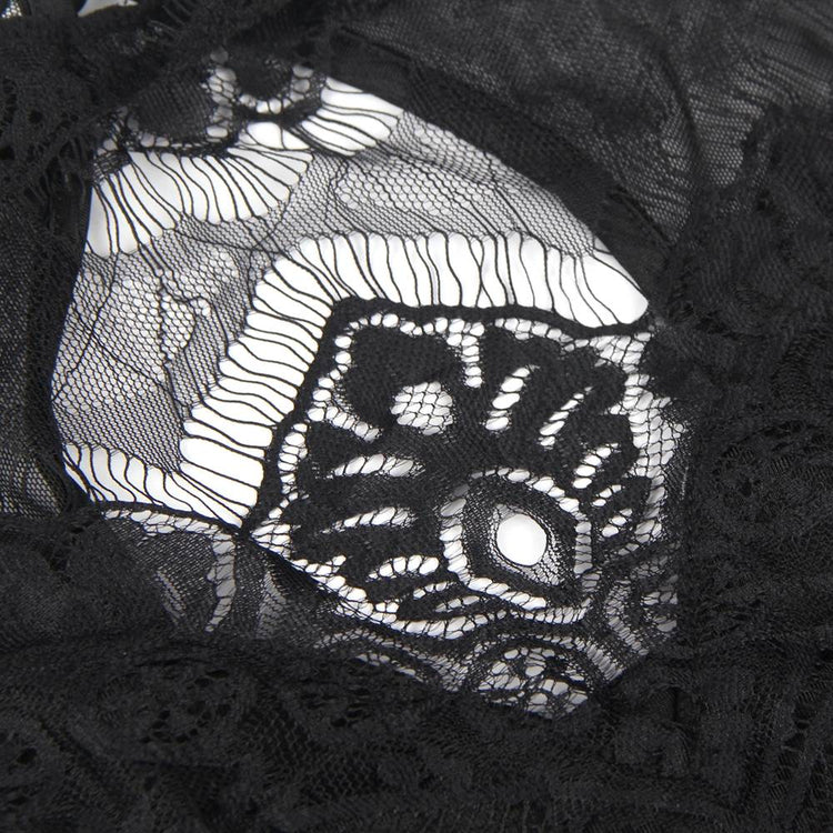 Body sexy sans manches en maille de dentelle à cils ouvrable à l'entrejambe
