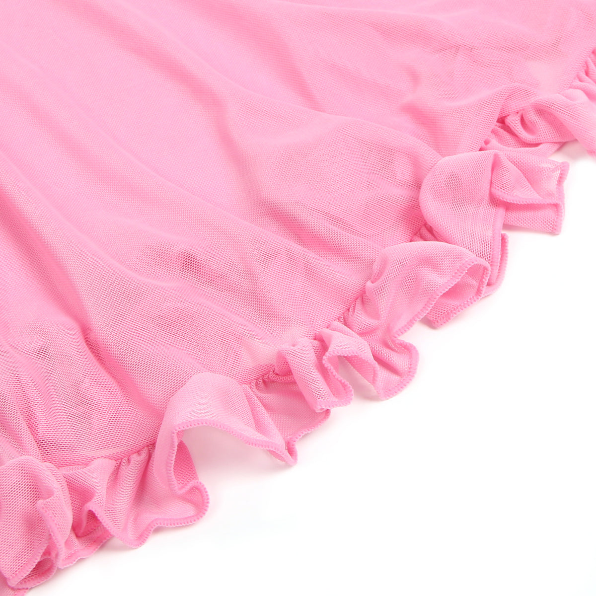 Nuisette sexy rose en maille brodée de dentelle avec soutien-gorge à bretelles