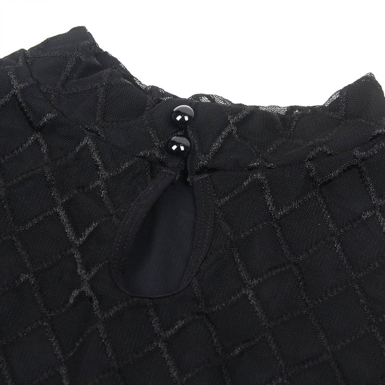 Body élégant à manches longues en maille transparente avec motifs