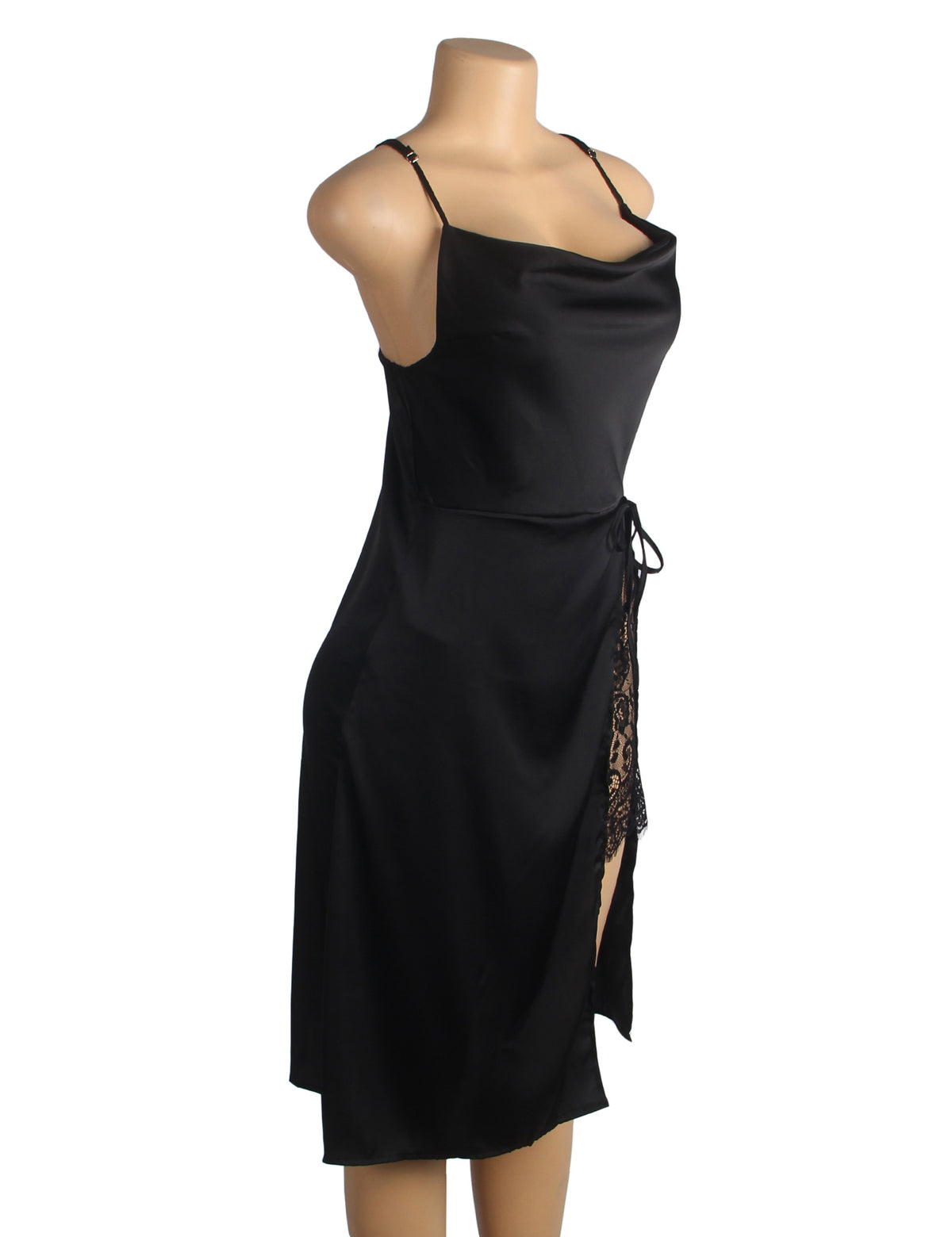 Chemise de nuit sexy à bretelles, dos nu et fendue
