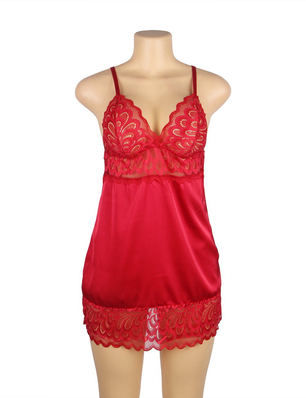 Nuisette florale en dentelle rouge avec crochet et œil au dos