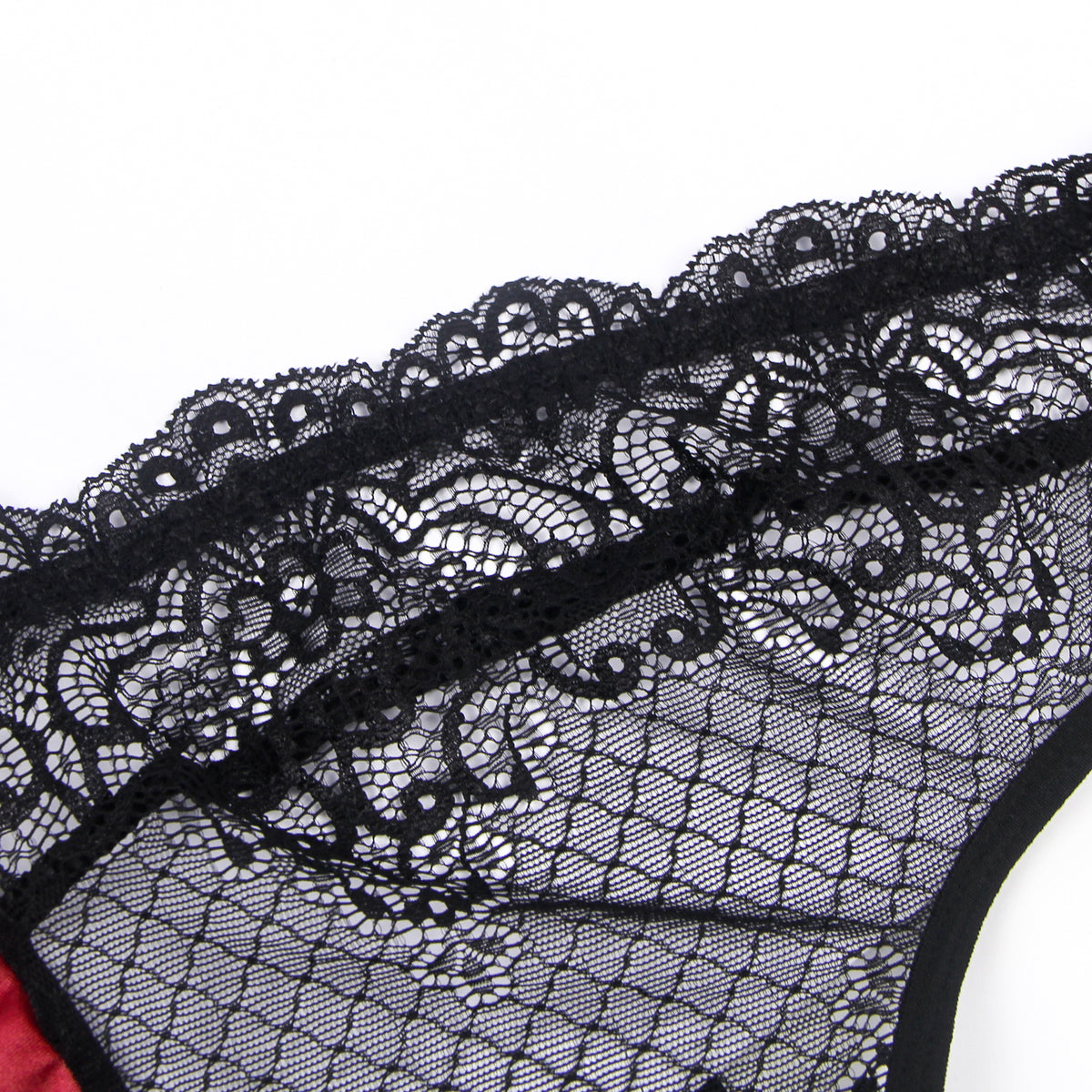 Lingerie sexy en dentelle de maille noire en faux cuir
