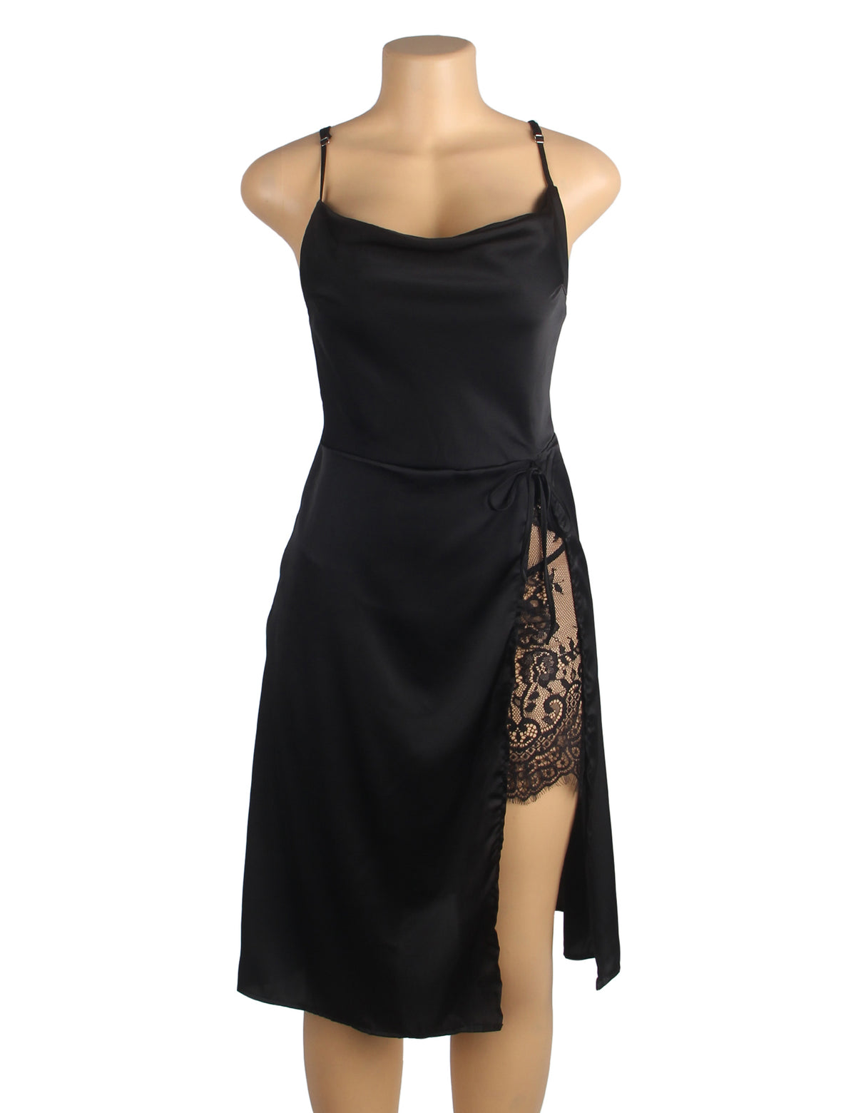 Chemise de nuit sexy à bretelles, dos nu et fendue