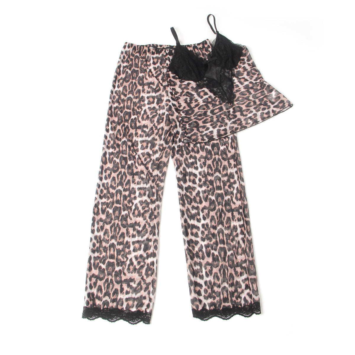 Ensemble de pyjama à bretelles en dentelle léopard sexy