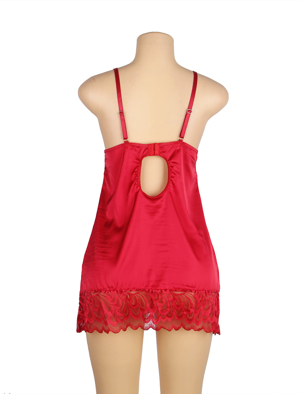 Nuisette florale en dentelle rouge avec crochet et œil au dos