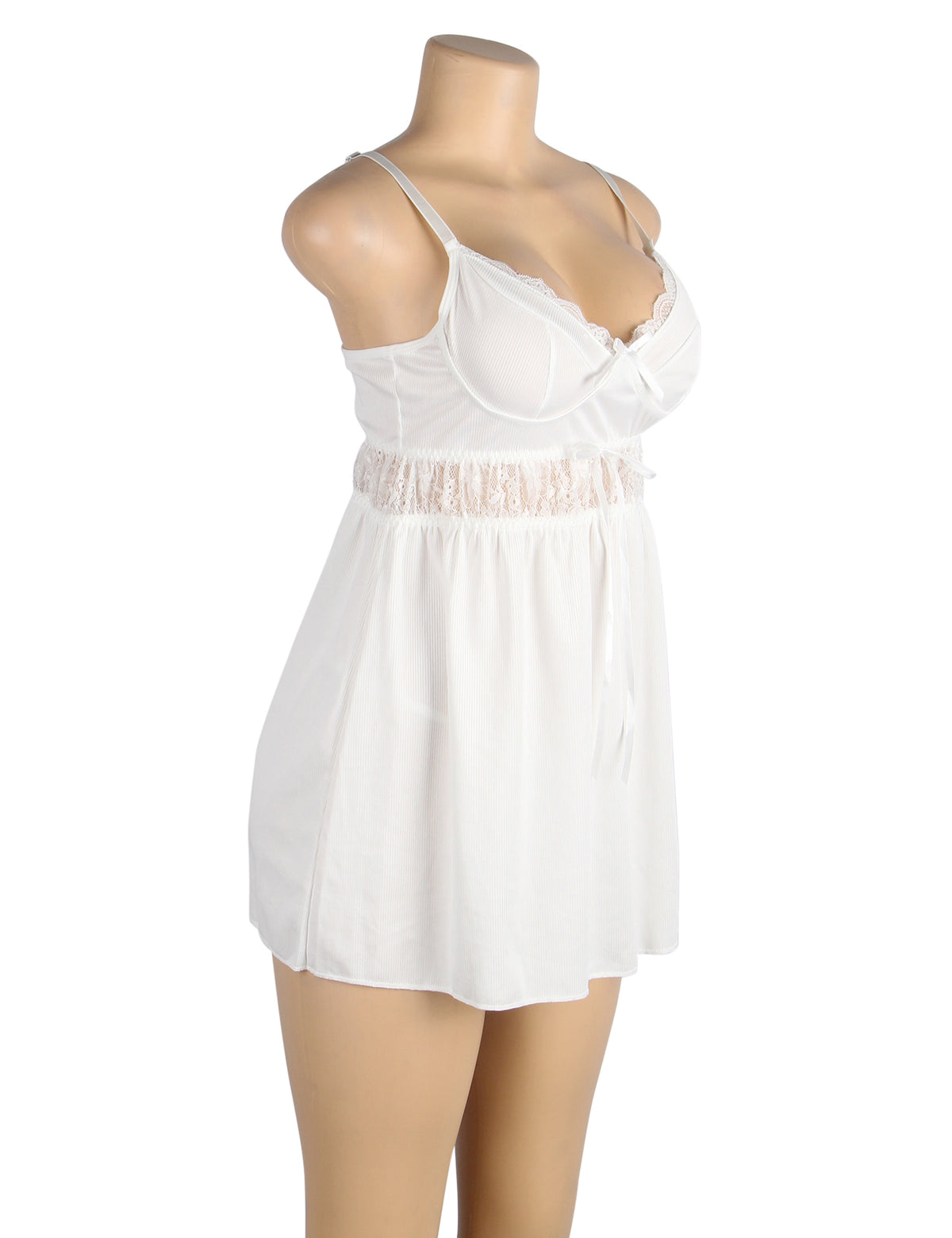 Nuisette rose blanc à col en V sexy
