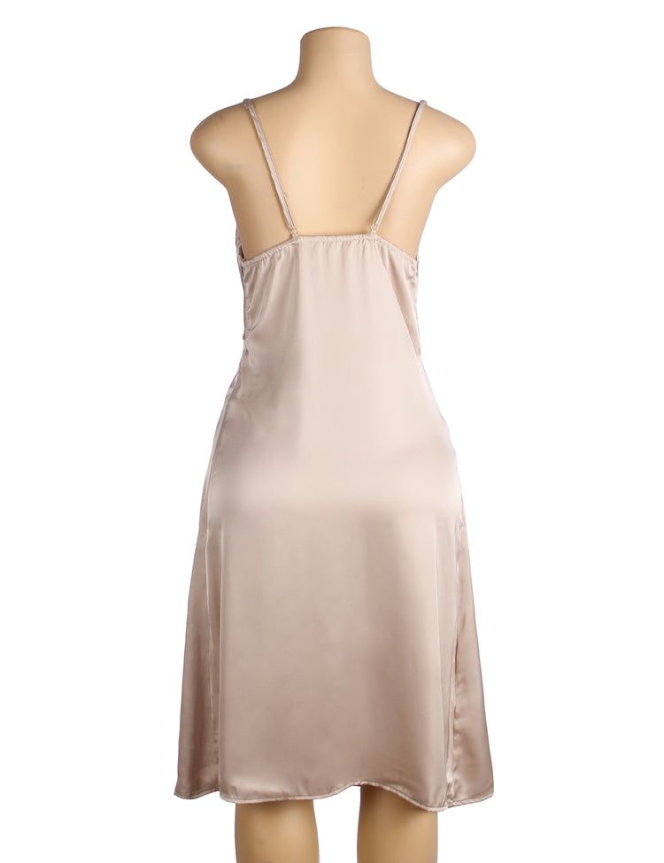 Chemise de nuit sexy à bretelles, dos nu et fendue