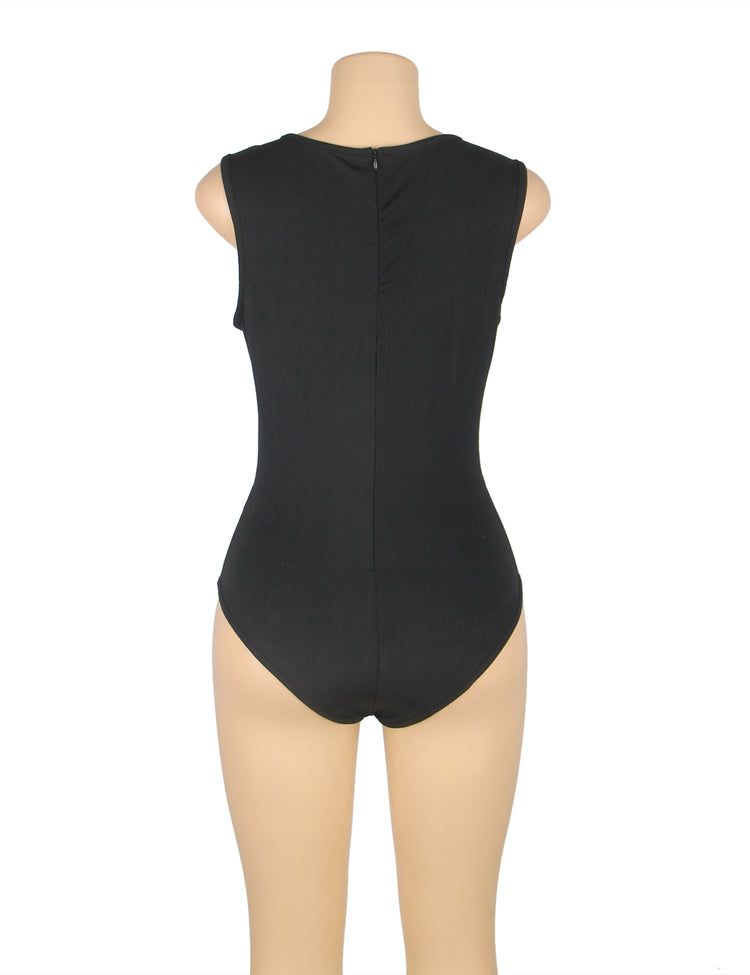 Body noir à décolleté croisé et coupe ajustée - Élégant et confortable