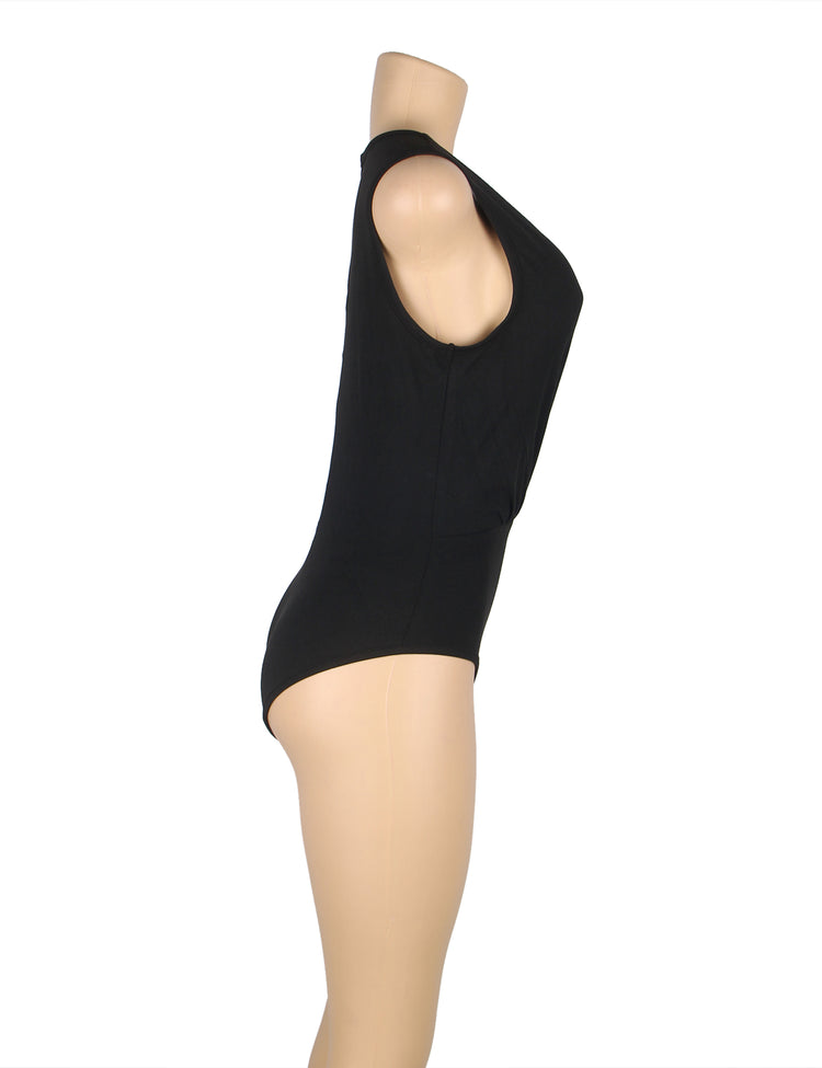 Body noir à décolleté croisé et coupe ajustée - Élégant et confortable