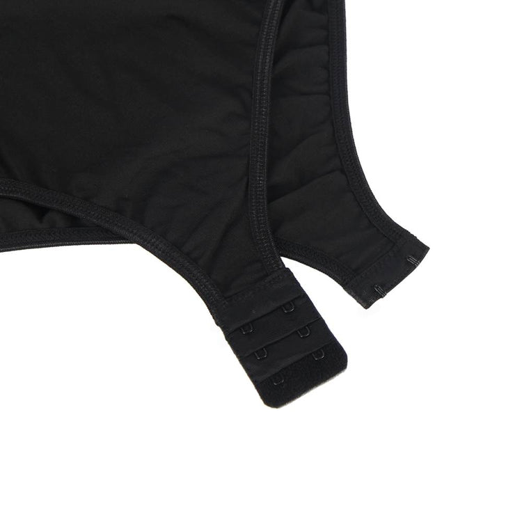 Body noir en mesh avec manches longues transparentes et décolleté cœur - Lingerie élégante et sensuelle