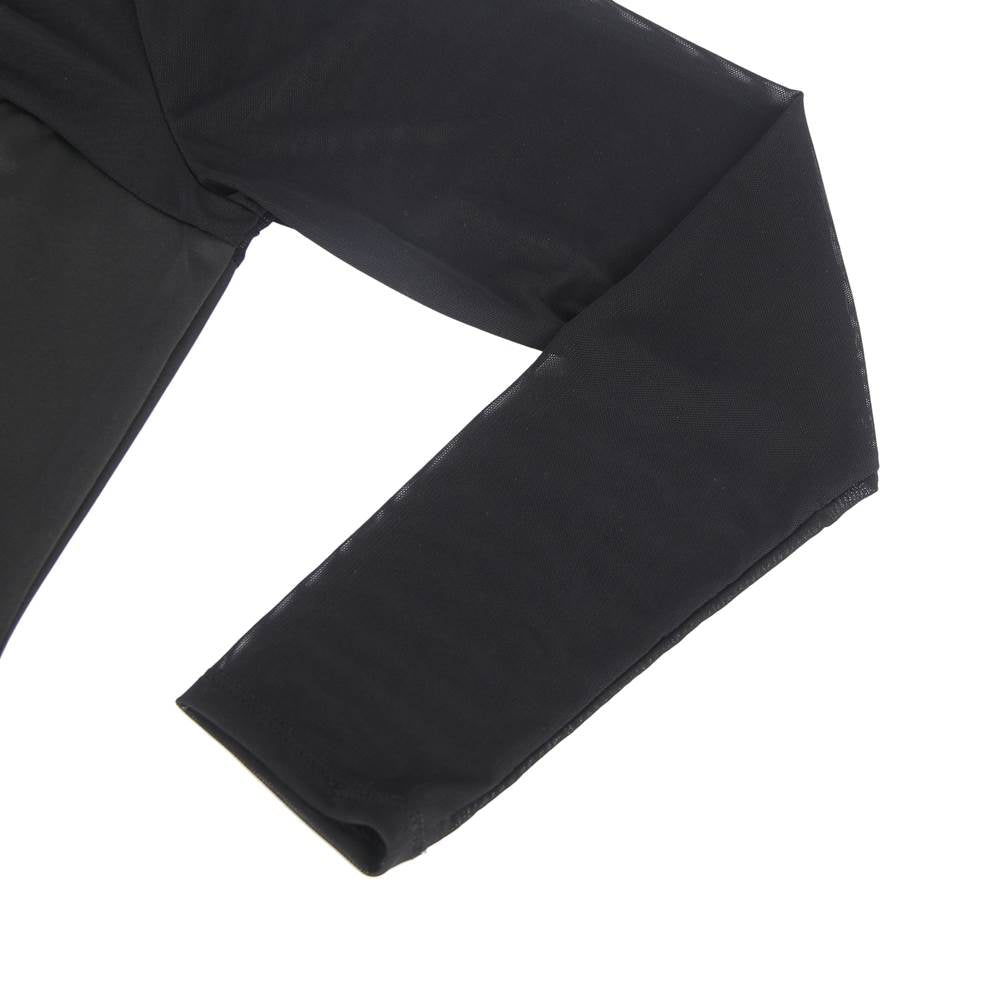 Body noir en mesh avec manches longues transparentes et décolleté cœur - Lingerie élégante et sensuelle