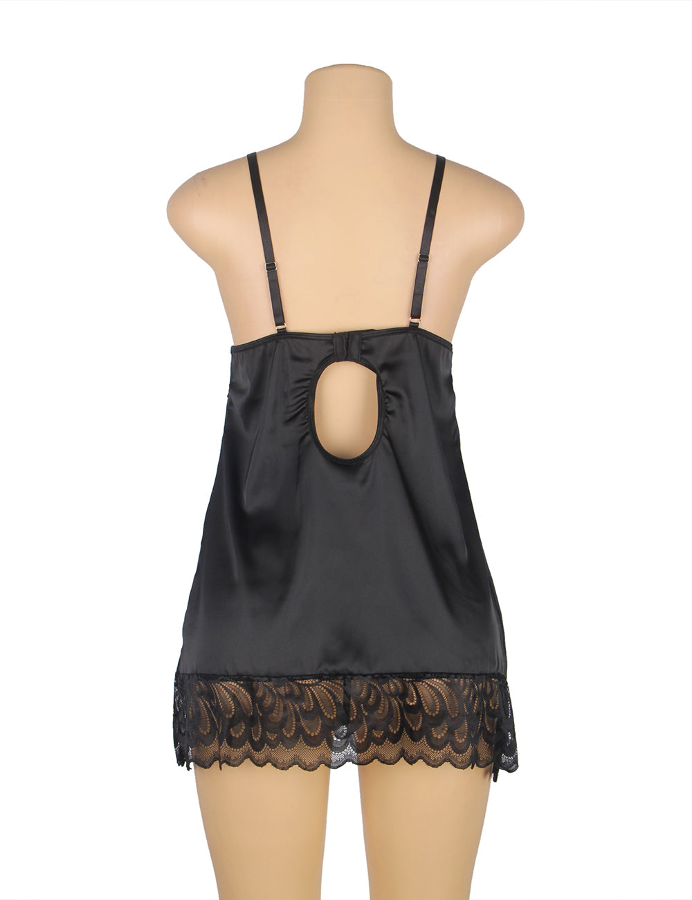 Nuisette Fermeture arrière florale en dentelle noir avec crochet et œil au dos
