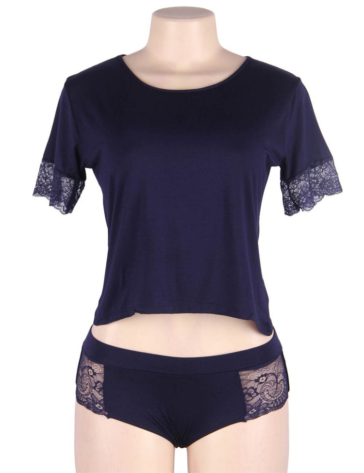 Ensemble Confort Navy avec Détails en Dentelle