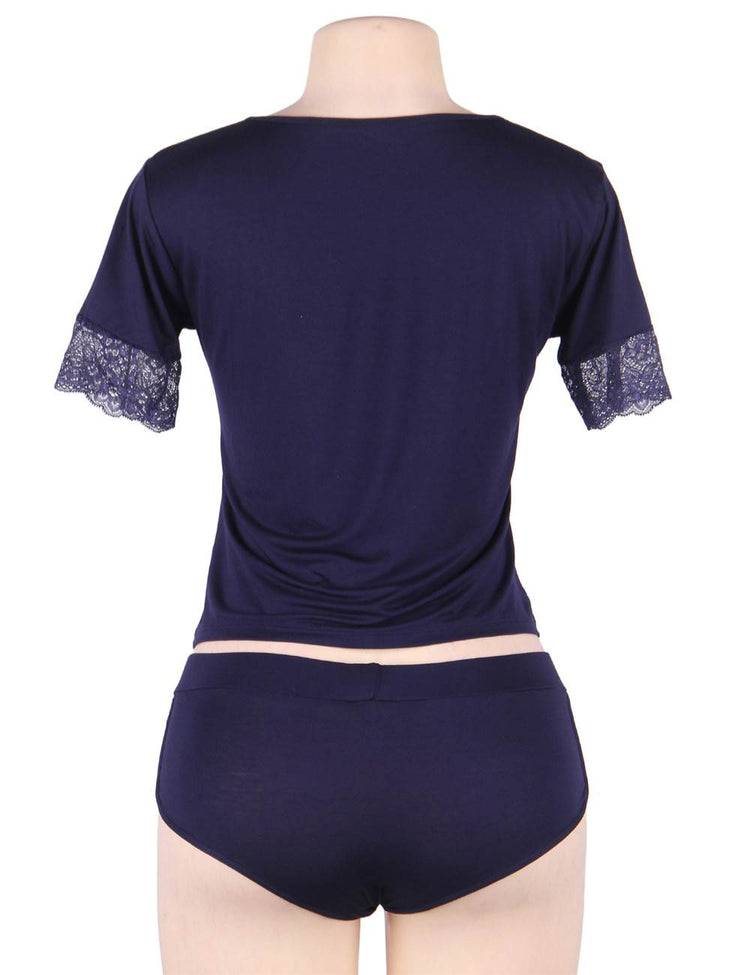 Ensemble Confort Navy avec Détails en Dentelle