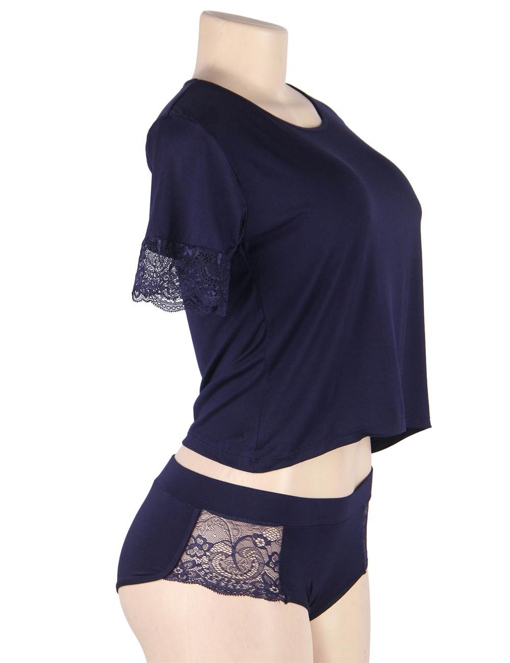 Ensemble Confort Navy avec Détails en Dentelle