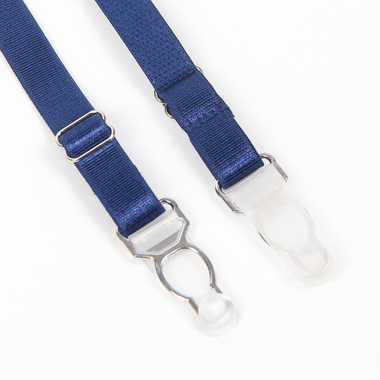 Ensemble Lingerie Bleu Marbré - Soutien-Gorge, Porte-Jarretelles et Bas Assortis