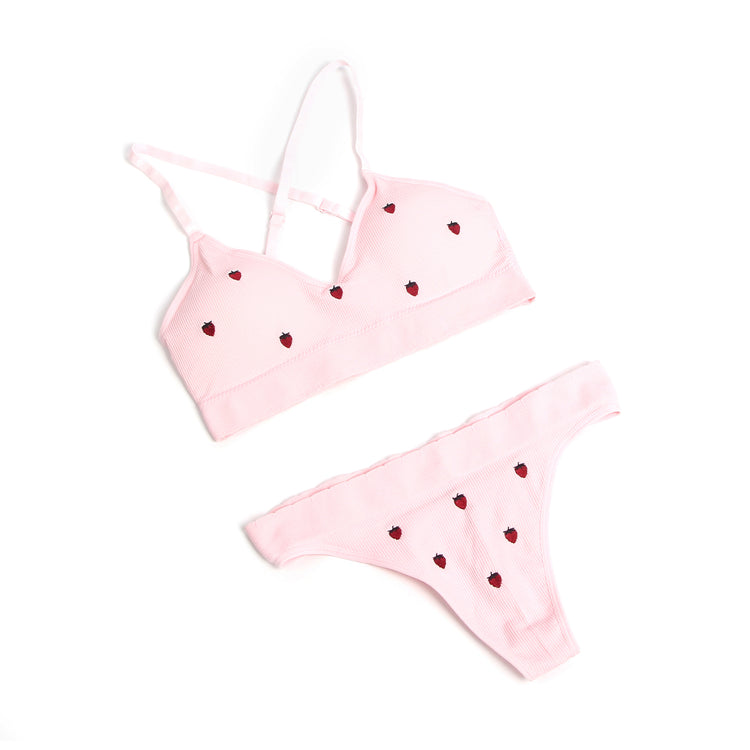 Ensemble Lingerie Douceur Fraise - Bralette et Culotte