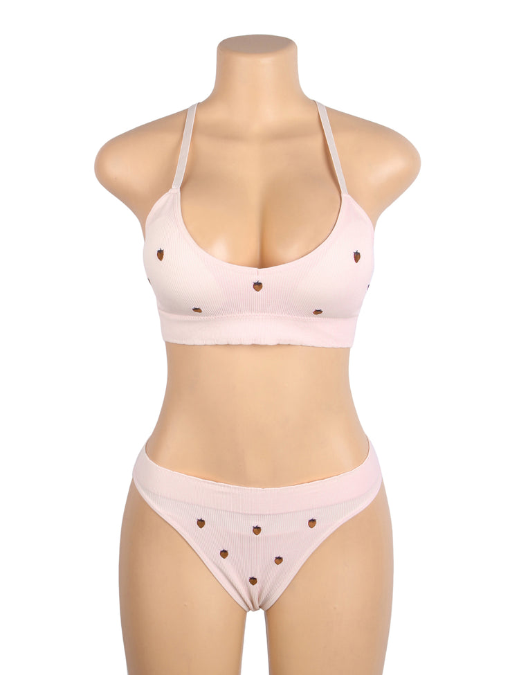 Ensemble Lingerie Douceur Fraise - Bralette et Culotte