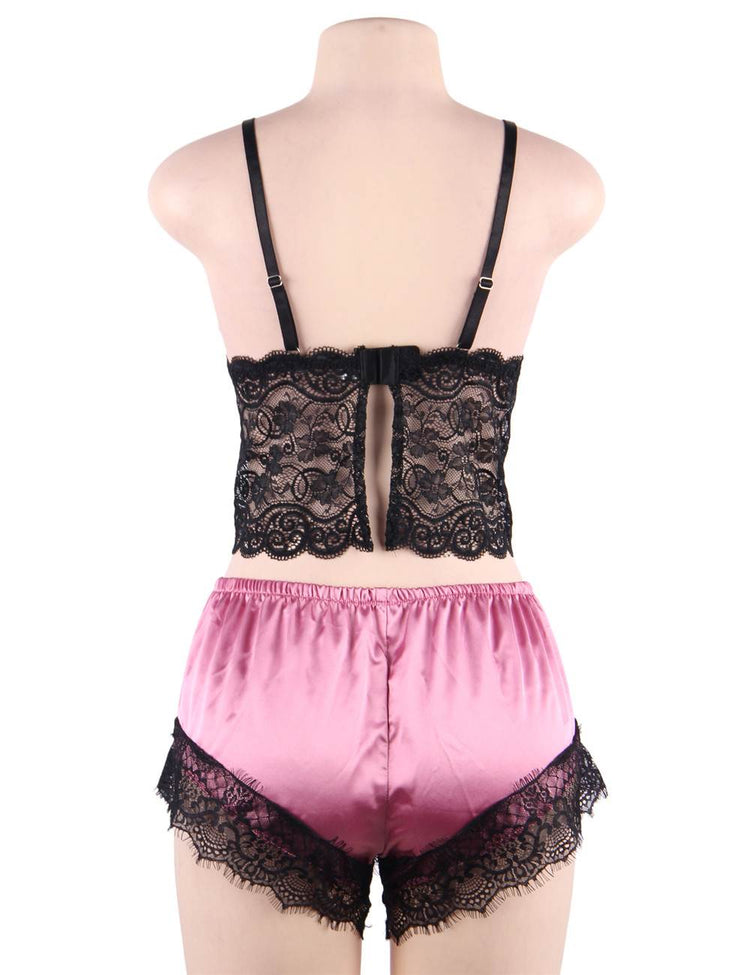 Ensemble Lingerie Satin et Dentelle - Élégance Sensuelle