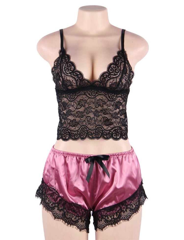 Ensemble Lingerie Satin et Dentelle - Élégance Sensuelle