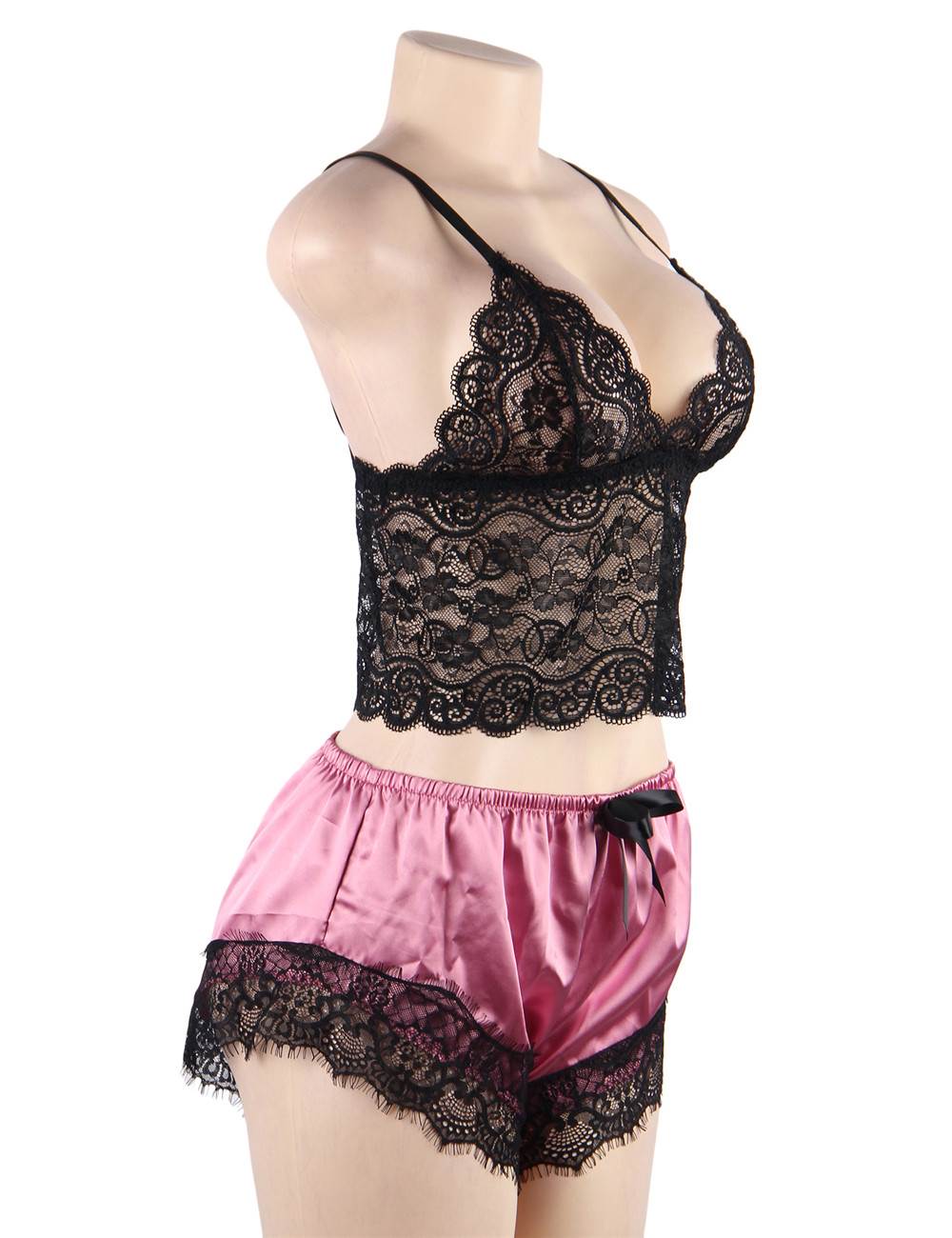 Ensemble Lingerie Satin et Dentelle - Élégance Sensuelle