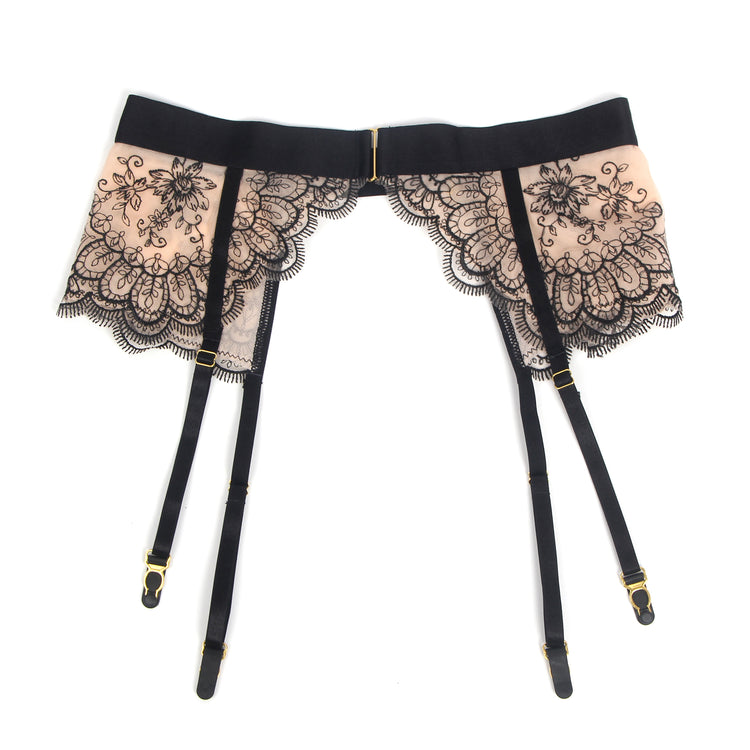 Ensemble Lingerie Sexy Dentelle - Soutien-Gorge, Porte-Jarretelles et Culotte
