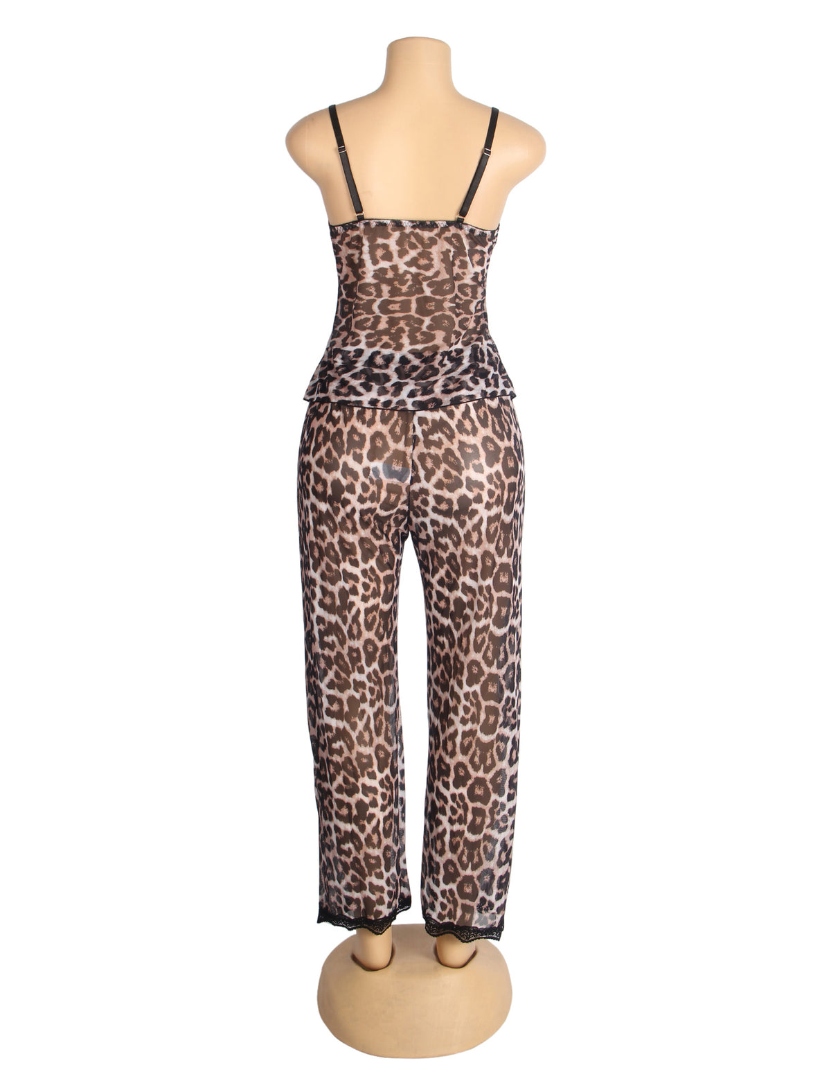 Ensemble de pyjama à bretelles en dentelle léopard sexy
