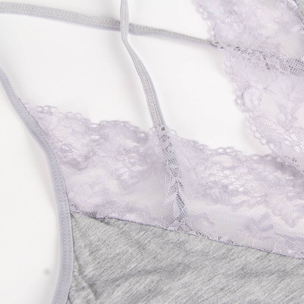 Nuisette Gris avec Dentelle Délicate