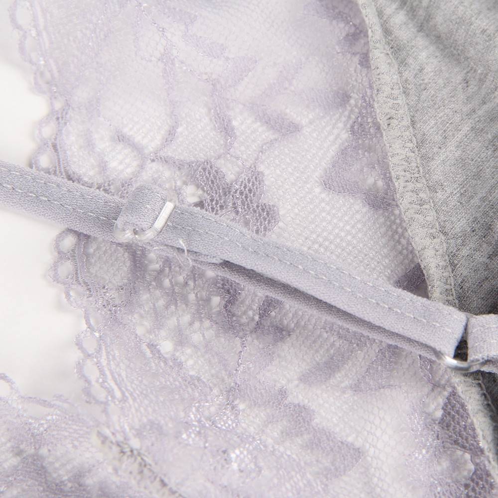 Nuisette Gris avec Dentelle Délicate