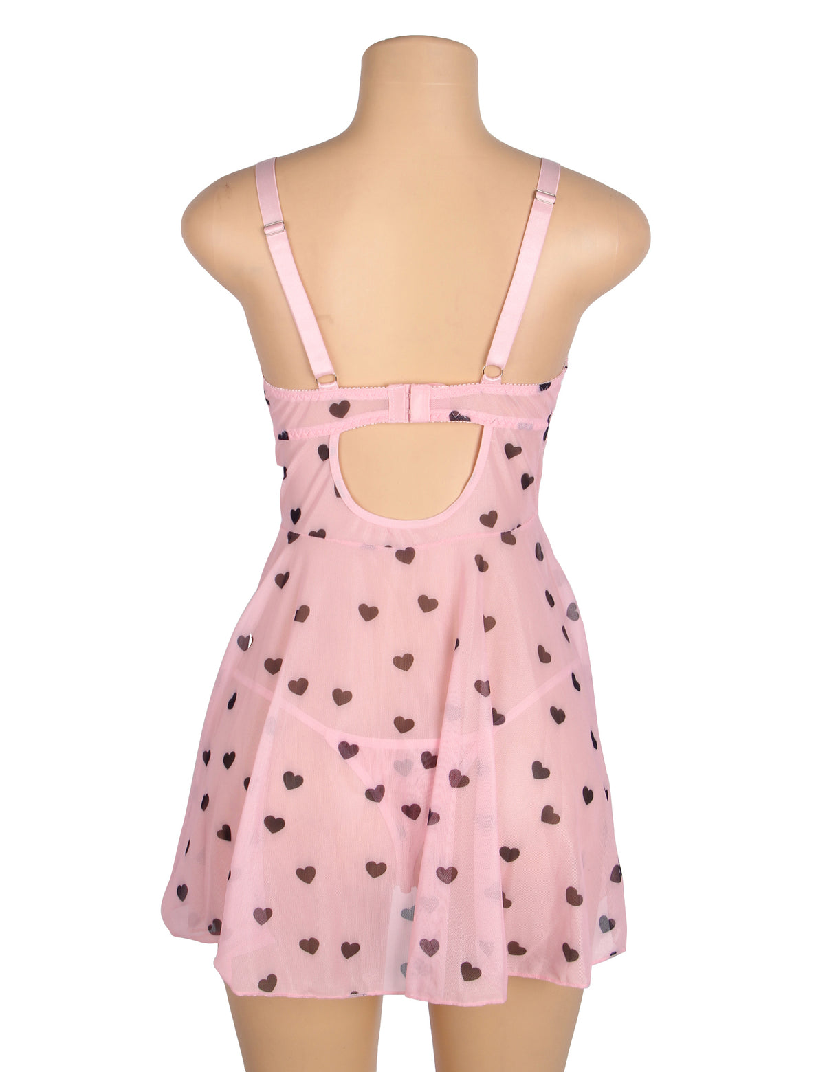 Nuisette Rose Romantique à Motifs Cœurs