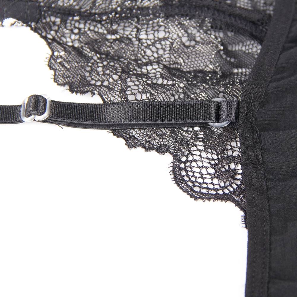 Nuisette Satinée Noire avec Broderie Élégante