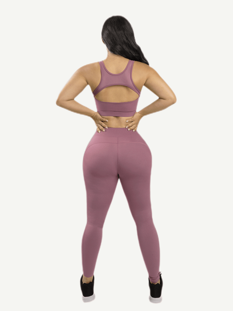 Legging de yoga Rose en gros avec détails en tulle transparent