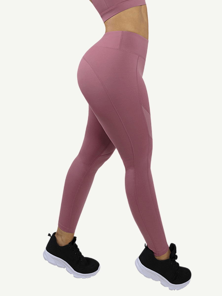 Legging de yoga Rose en gros avec détails en tulle transparent