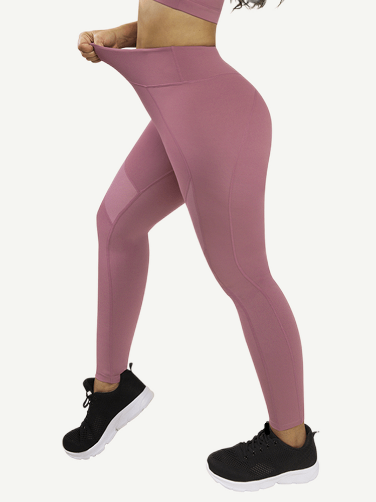 Legging de yoga Rose en gros avec détails en tulle transparent