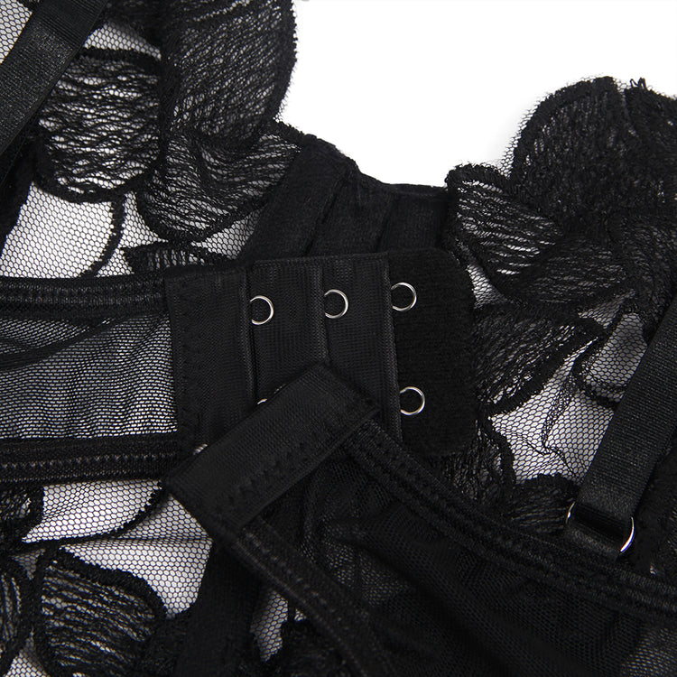 Soutien-Gorge en Dentelle Transparente avec Motifs Floraux