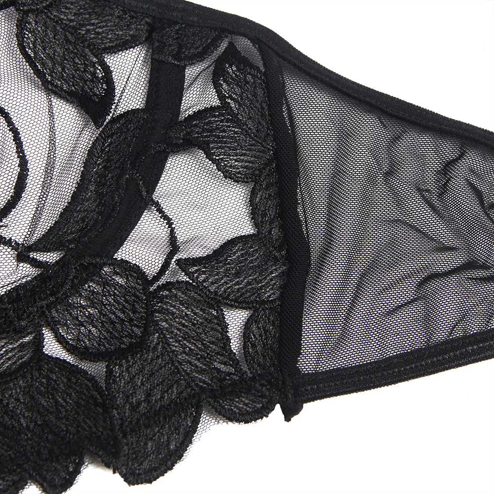 Soutien-Gorge en Dentelle Transparente avec Motifs Floraux