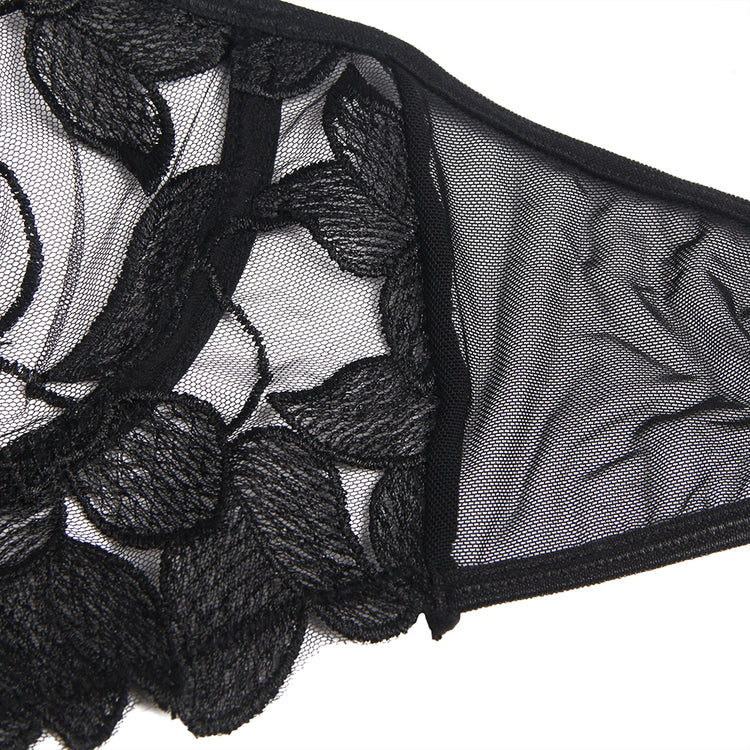 Soutien-Gorge en Dentelle Transparente avec Motifs Floraux