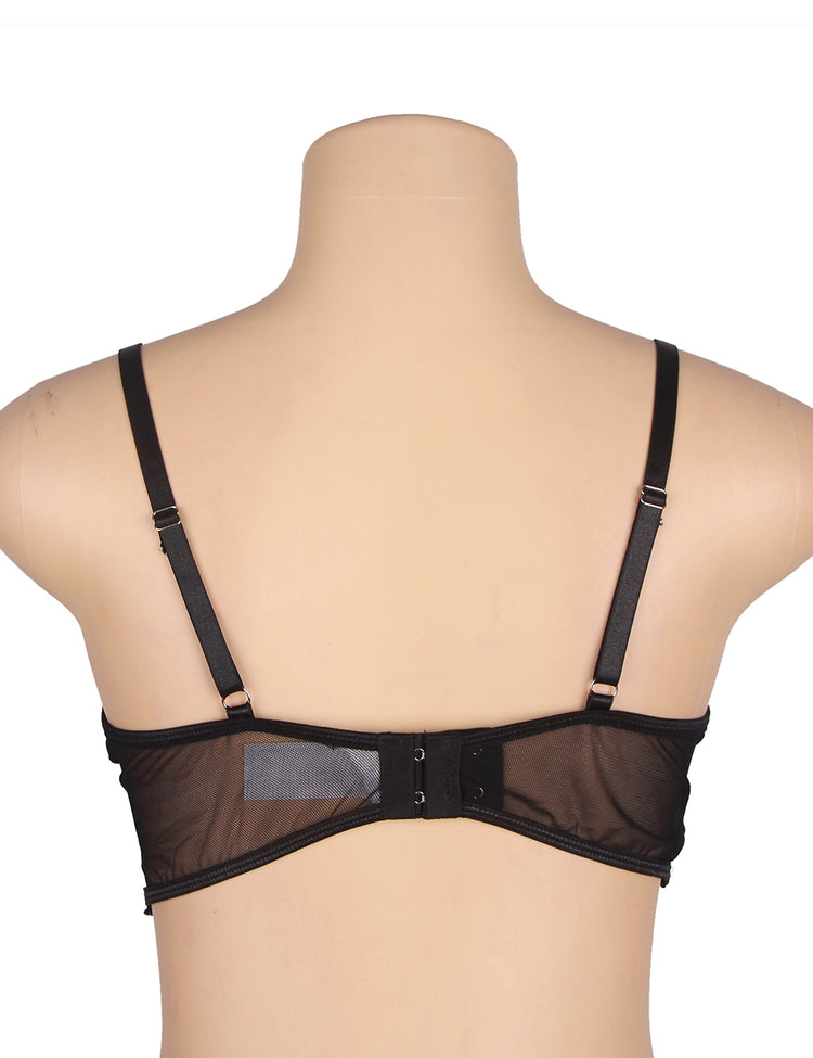 Soutien-Gorge en Dentelle Transparente avec Motifs Floraux