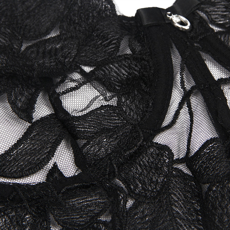 Soutien-Gorge en Dentelle Transparente avec Motifs Floraux