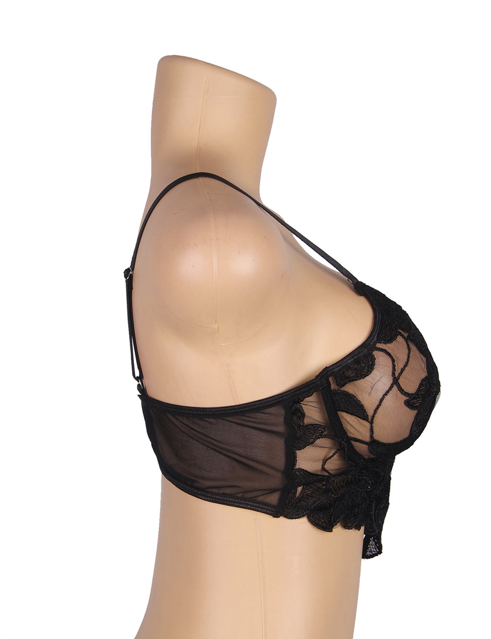 Soutien-Gorge en Dentelle Transparente avec Motifs Floraux
