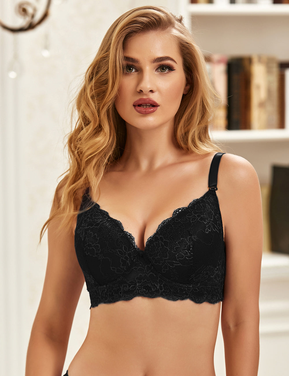Soutien-gorge à armatures en dentelle noire sexy