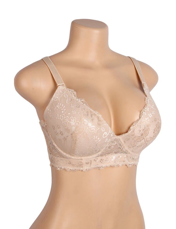 Soutien-gorge à armatures en dentelle sexy nude