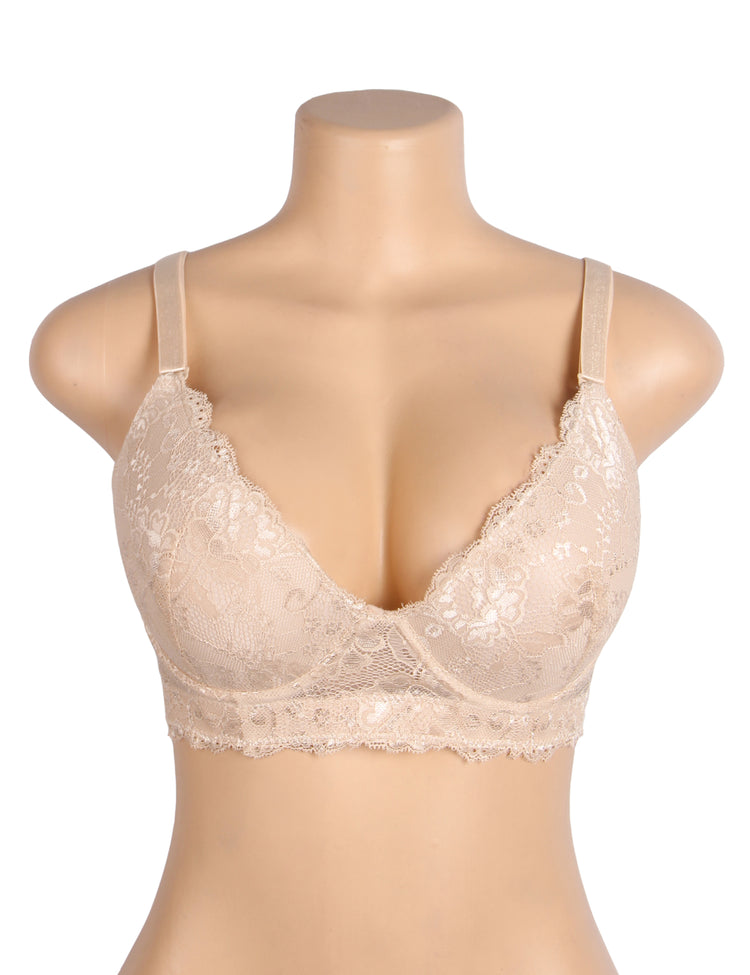 Soutien-gorge à armatures en dentelle sexy nude