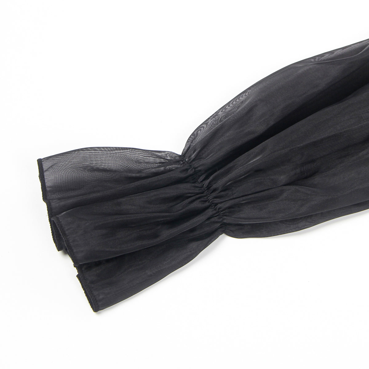 Body noir élégant à manches longues en tulle transparent - Décolleté carré